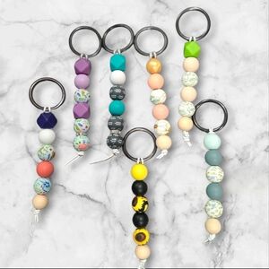 Handmade Floral Keychains-Set Of 7